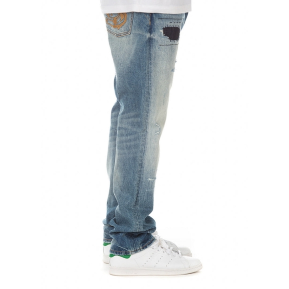 COPY - Billionaire Boys Club BBC Hover Distressed Patched Jeans Scop ~NEW~ SZ 30 - Picture 5 of 6